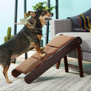 Foldable pet ramp, brown